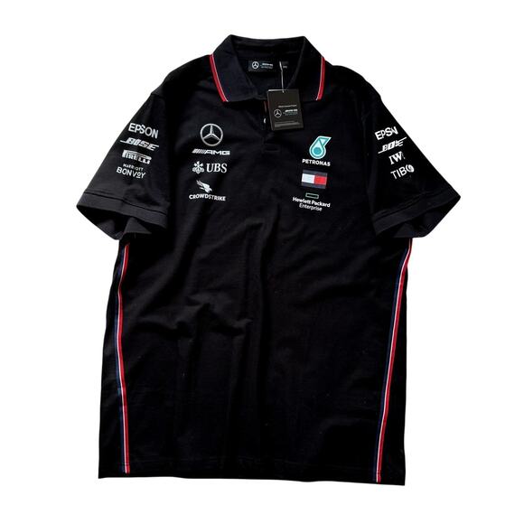 NWT Mercedes Benz AMG Petronas Racing Polo Black Mens Size XXL - Picture 1 of 5